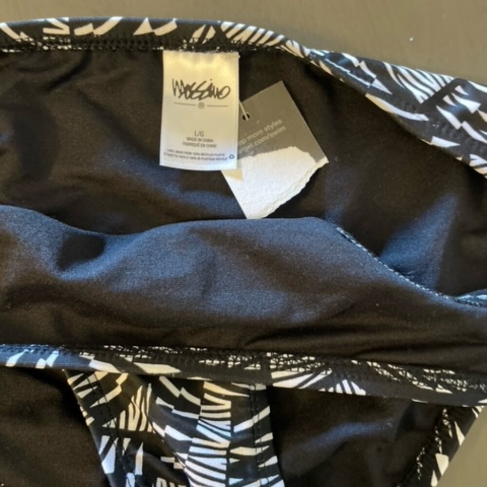 Mossimo Bikini Swim Bottom Hipster Misses Size L - NWT-black & white - Picture 3 of 3